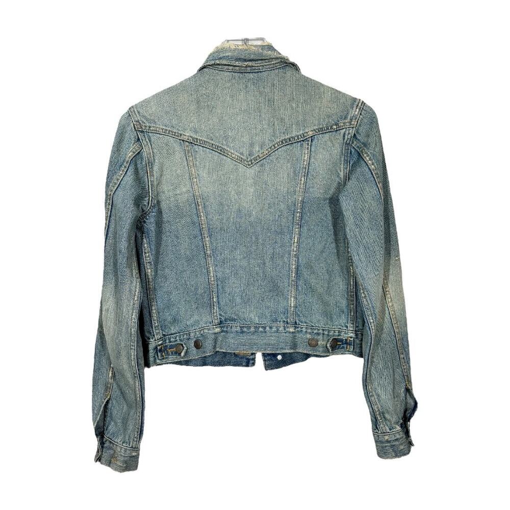 Vintage Ralph Lauren Dungarees Distressed Denim Jacket Medium Light Wash Classic - Picture 3 of 11